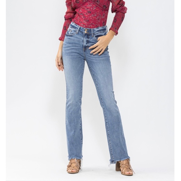 JUDY BLUE HIGH WAIST DOUBLE BUTTON BOOTCUT - Picture 2 of 7